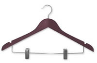 Adult Wood Shirt Hanger and Clip Mahogany