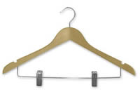 Adult Wood Shirt Hanger and Clip Natural